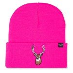 Klarny Blaze Orange Deer Beanie for All Ages