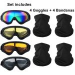 4-Pack Off-Road Goggles with Breathable Bandanas