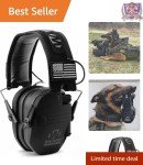 Razor Slim Black Patriot Earmuffs - Hearing Protection