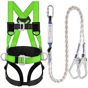 Safety Harness with Shock Absorbing Lanyard