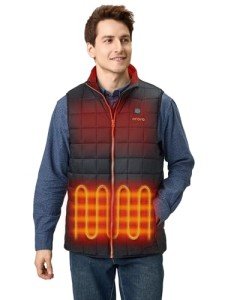 ORORO Men's Heated Quilted Vest - Lightweight Black