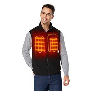 ORORO Men's Battery Heated Fleece Vest - Black XL