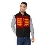 ORORO Men's Battery Heated Fleece Vest - Black XL