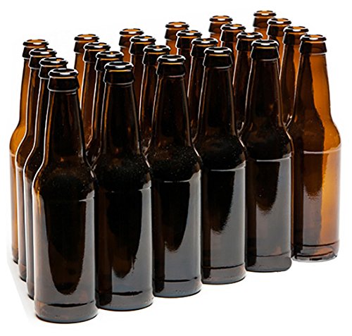 24 Amber Crown Cap Longneck Beer Bottles