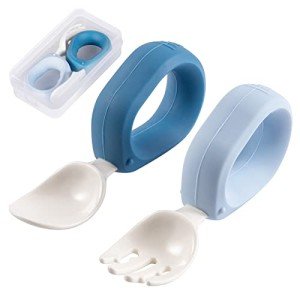 Baby Self-Feeding Spoon and Fork Set with Case