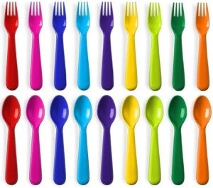 Bright Colored BPA-Free Toddler Utensils Set of 18