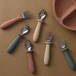 Kids' Stainless Steel Utensils Set with Silicone Handles