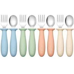 DRKIO 8-Piece Kids Stainless Steel Utensils Set
