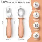 DRKIO 8-Piece Kids Stainless Steel Utensils Set