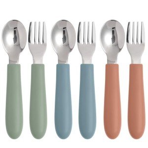 Eascrozn Toddler Utensils Set with Silicone Handles