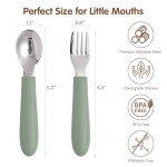 Eascrozn Toddler Utensils Set with Silicone Handles