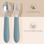 Eascrozn Toddler Utensils Set with Silicone Handles