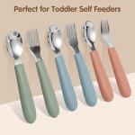 Eascrozn Toddler Utensils Set with Silicone Handles