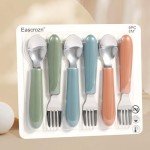 Eascrozn Toddler Utensils Set with Silicone Handles