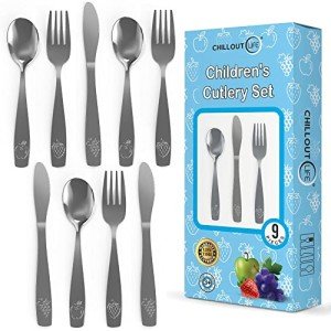 Stainless Steel Kids Utensil Set - 9 Pieces