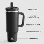 40 oz Insulated Tumbler with Handle & Straw