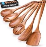 Zulay Kitchen 6-Piece Heat-Resistant Wooden Spoon Set