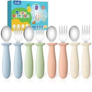 DRKIO 8-Piece Kids Stainless Steel Utensils Set