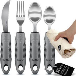BUNMO Adaptive Utensils for Easy Eating - 4 Piece Set