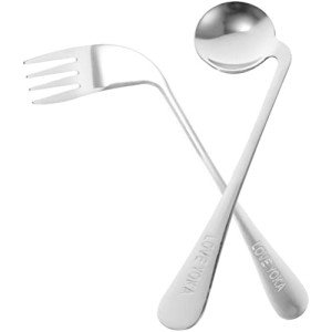 Angled Fork and Spoon Set for Easy Eating