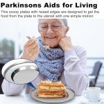Stainless Steel Spill-Proof Scoop Plate Set for Seniors