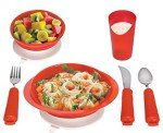 Adaptive Red Dinnerware Set for Seniors and Caregivers