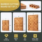 3 Pack Bamboo Cutting Board Set with Juice Groove