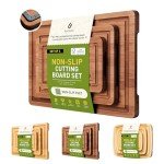 Bamboo Cutting Board Set with Juice Groove – 3 Pack