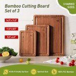 Bamboo Cutting Board Set with Juice Groove – 3 Pack
