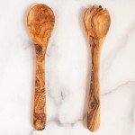 12" Olive Wood Salad Server Set - Rustic Style
