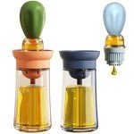 Glass Oil Dispenser Bottles with Basting Brush - 2 Pack
