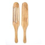 Olive Wood Spurtle Set for Cooking and Serving