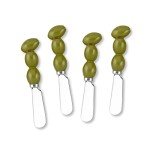 Hand-Painted Olive Cheese Spreaders Set of 4