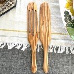 Olive Wood Spurtle Set for Cooking and Serving