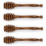 Olive Wood Honey Dipper Set - 4 Pack