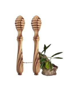 Olive Wood Honey Dispenser Set - 2 Pieces