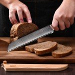 Damascus Steel 8-Inch Bread Knife with Sheath