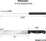 Ergonomic 8-Inch Serrated Bread Knife - Stainless Steel
