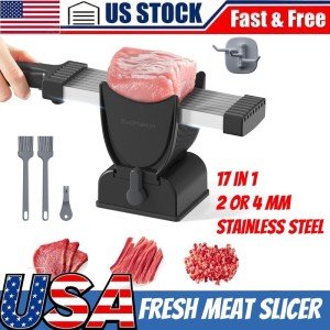 Adjustable Thickness Manual Meat Slicer with Brush