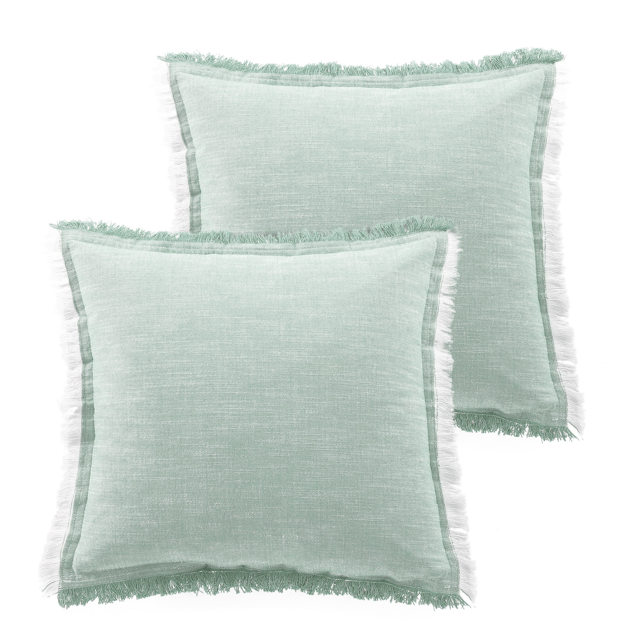 Sage Square Throw Pillows, Soft Sea - 2 Pack