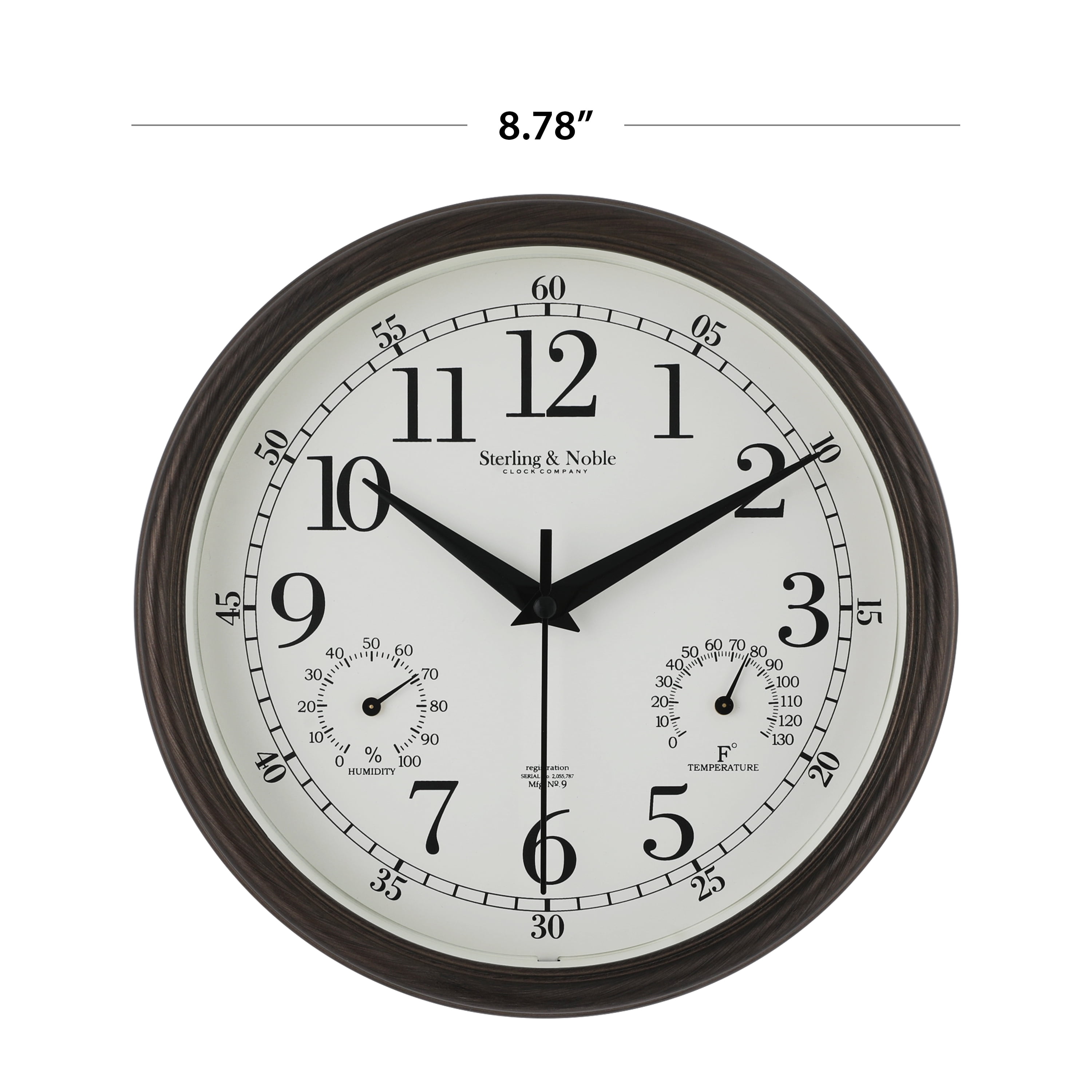 Antique Bronze Round Arabic Wall Clock - 8.75