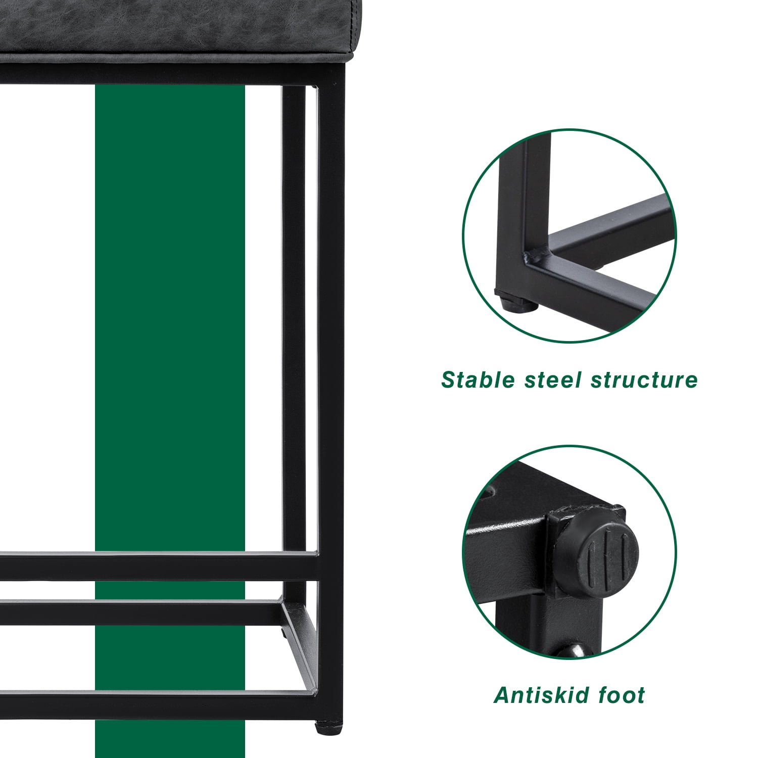 Homall Black Upholstered Stool Set (2)