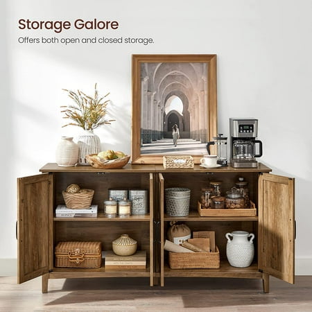Adjustable Shelf Buffet Cabinet for Rustic Living Room