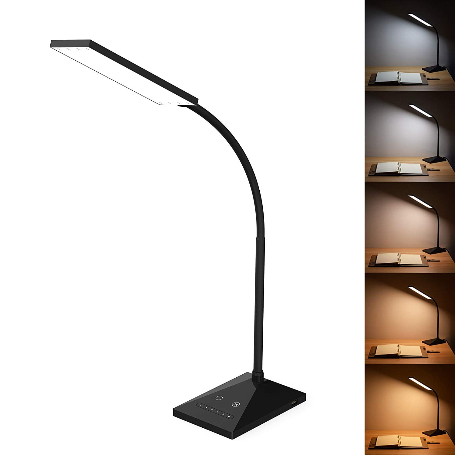 KOOTION 12W LED Desk Lamp with USB Charging Port