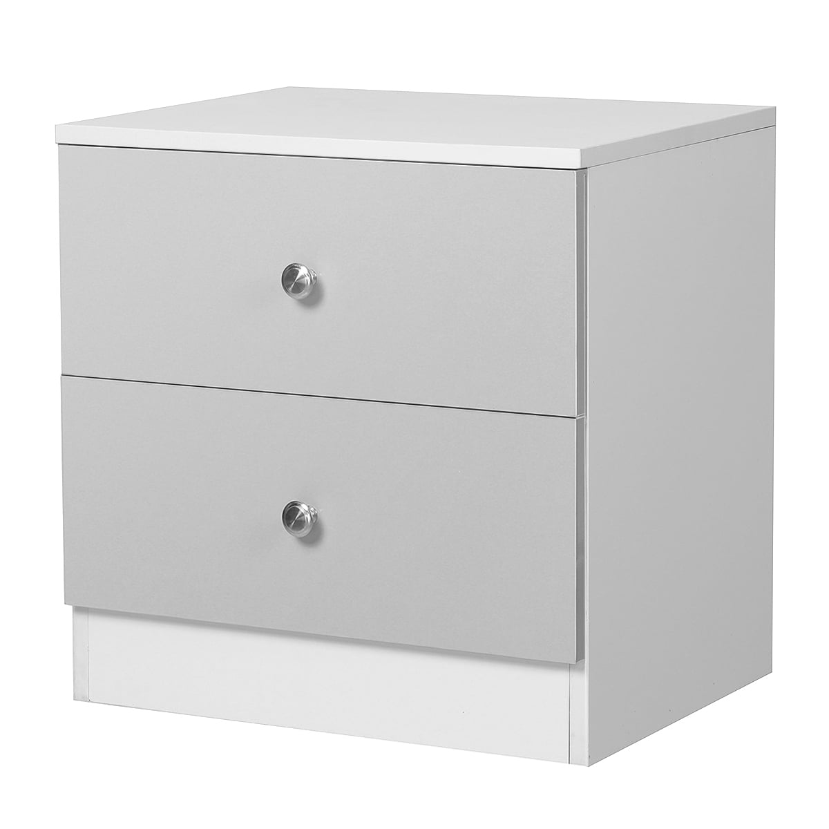 Modern Gray and White Nightstand with Drawers