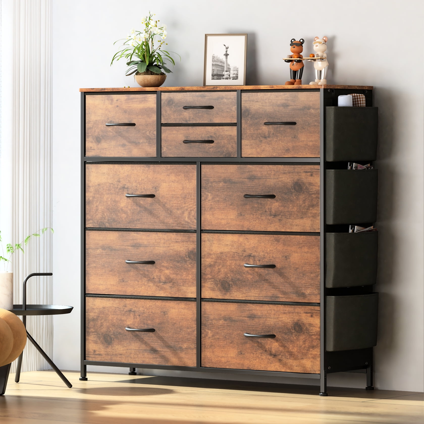 10 Drawer Bedroom Dresser with Side Pockets