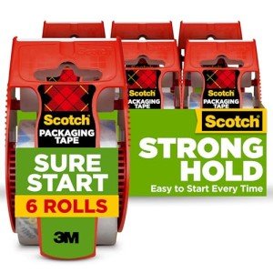 Scotch Sure Start Packaging Tape, Clear, 6 Rolls