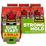 Scotch Sure Start Packaging Tape, Clear, 6 Rolls