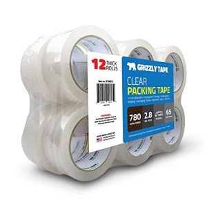 Grizzly Clear Packing Tape Refill Rolls - 12 Pack