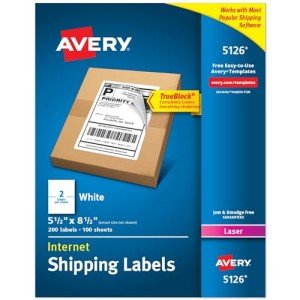 Avery Printable Half-Sheet Labels, 200 Count